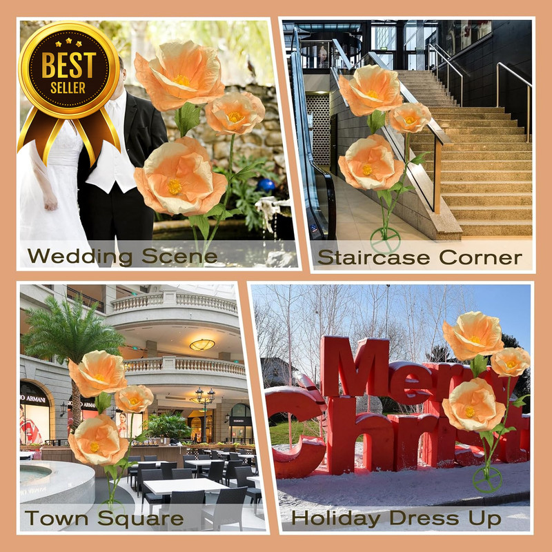 3PCS Giant Artificial Flowers 80" Waterproof Adjustable Faux Decor Set gallery