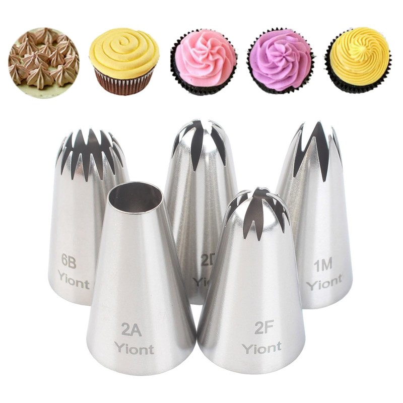 Flower Piping Tips Set Stainless Steel Cupcake Rose Cake Decorating 5 PCS