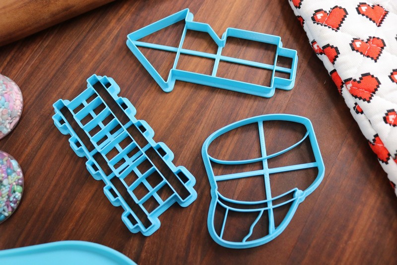 Train Cookie Cutters Set One - Conductor's Hat, Railway Track, Steam Engine, gallery