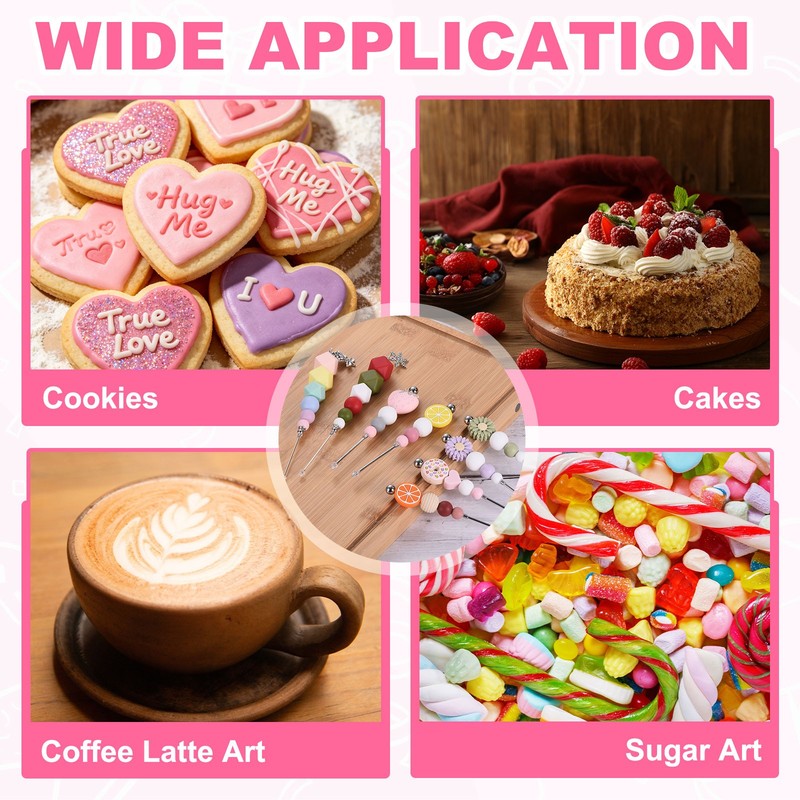 Cookie Scribe Tool, Beaded Icing Pin for Cake Decoration, Pink Series gallery