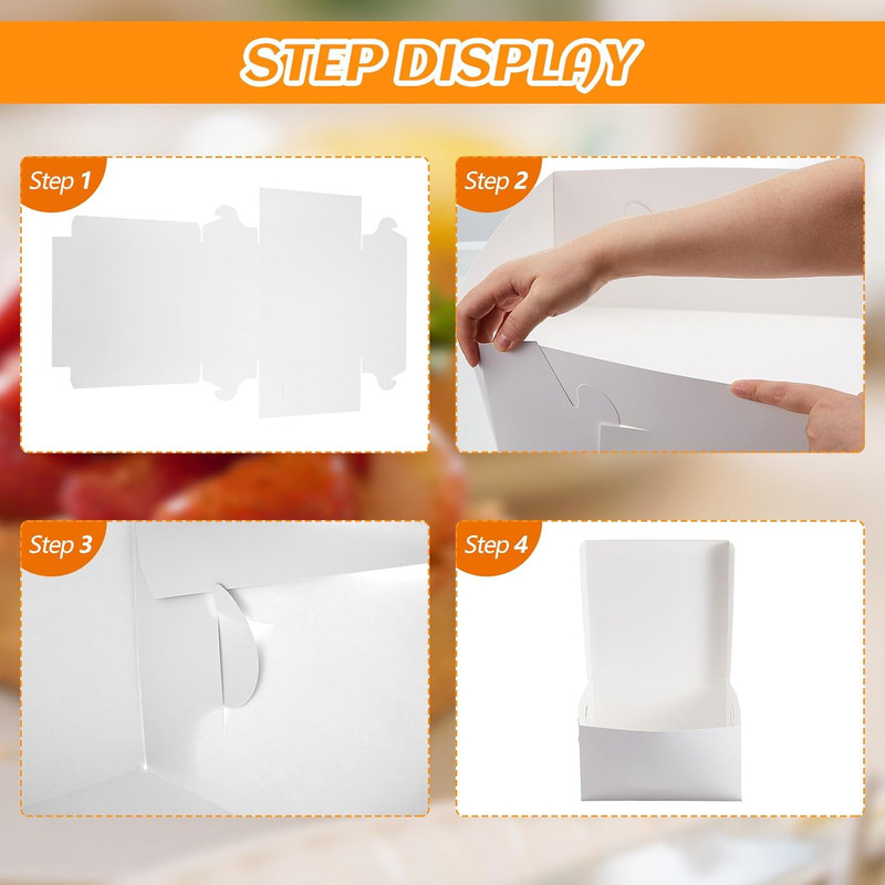 50 Pack 12 X 12 X 6 Inch White Cake Boxes Cardboard Bakery Boxes for Pie Pastry gallery