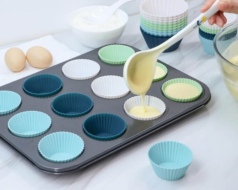 Silicone Baking Muffin Cups 12 Pack, Reusable Cupcake Liners Cake Molds, BPA Fre gallery