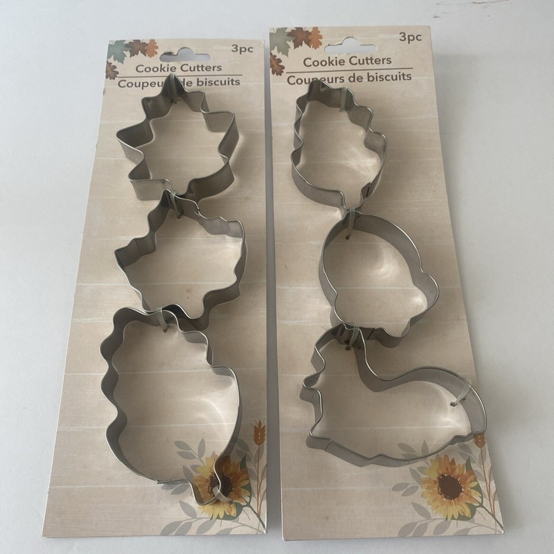 Fall Thanksgiving Autumn Cookie Cutters Leaves Acorn Set 6 Pcs NEW