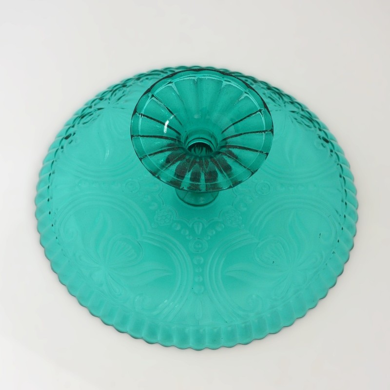Amici Home Pedestal Cake Stand Plate Teal Glass 10 Inch gallery