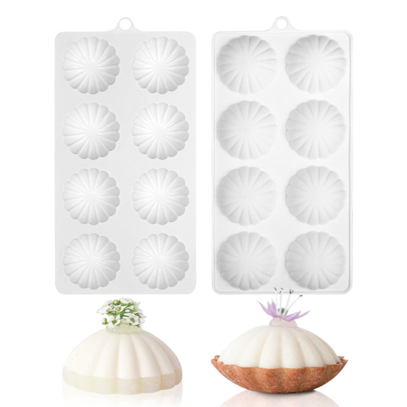 8cavity Semicircular Petals Mold DIY Mousse Cake Mould Homes Baking DIY Supplies gallery