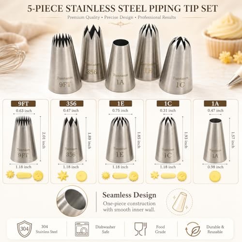 Piping tips large Cake Decorating tools, 5 pack Cake piping Nozzles Tips Kit - gallery