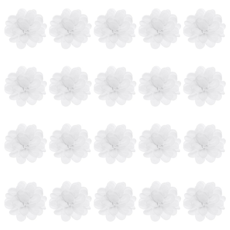 20Pcs 2″ Chiffon Flowers Sewing Fabric Flower Appliques for Crafts White