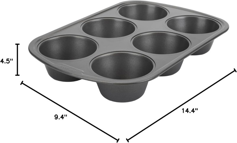 Everyday Nonstick Steel Jumbo Texas Muffin Pan, 6-cup, Gray gallery