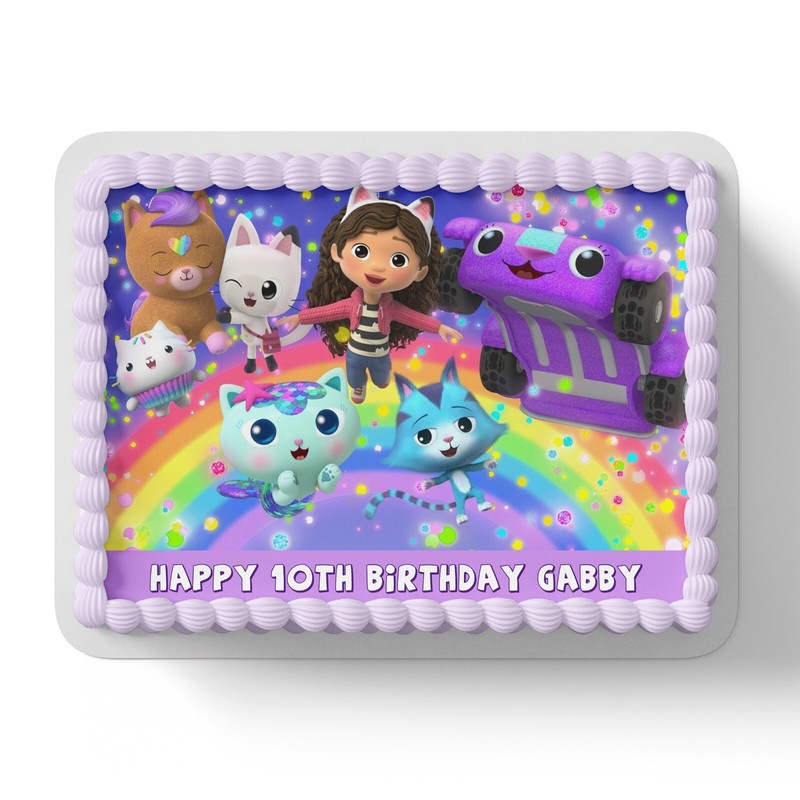 Gabby’s Gabby Gabbys Dollhouse Rectangle Square A4 A3 Edible Icing Cake Topper