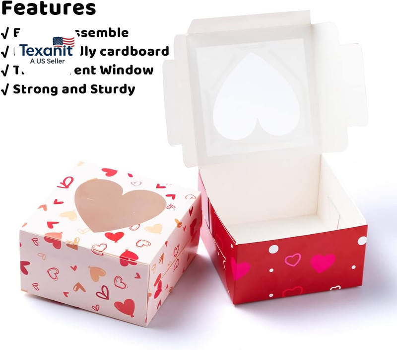 24 Pcs Valentine’S Day Bakery Treat Boxes, Valentines Cupcake Boxes, Cookie Boxe gallery