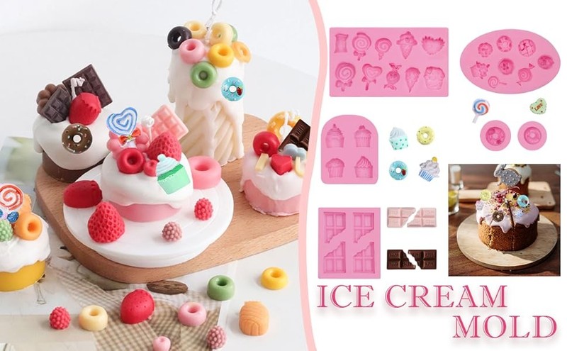 Ice Cream Cones Silicone Molds 6 Pcs, Lollipop Chocolate Fondant Mold for gallery