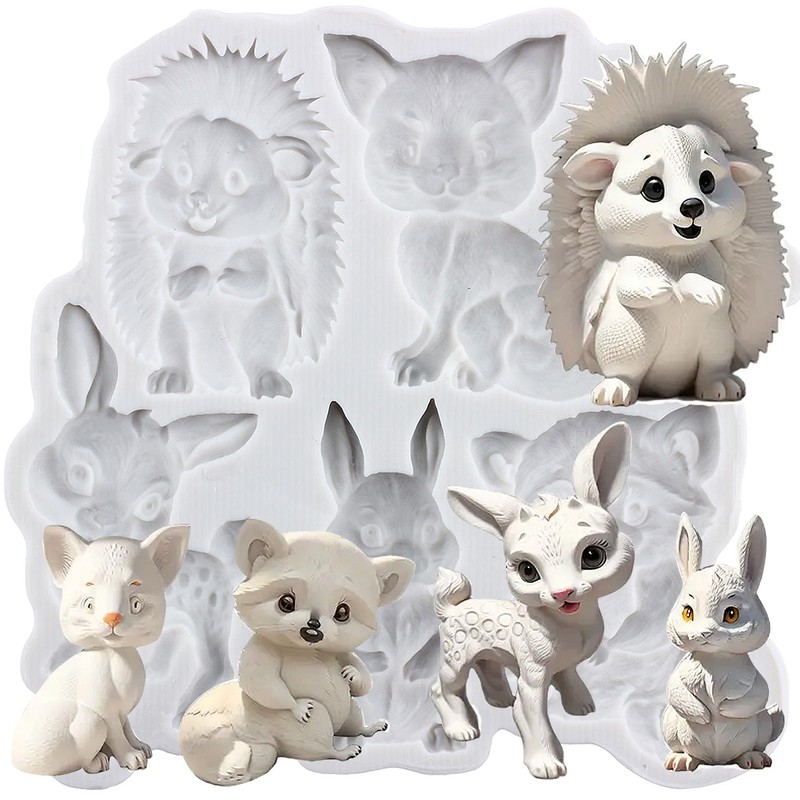 Animal Themed Silicone Mold Fox Deer Rabbit Fondant Cake Decorating Chocolate