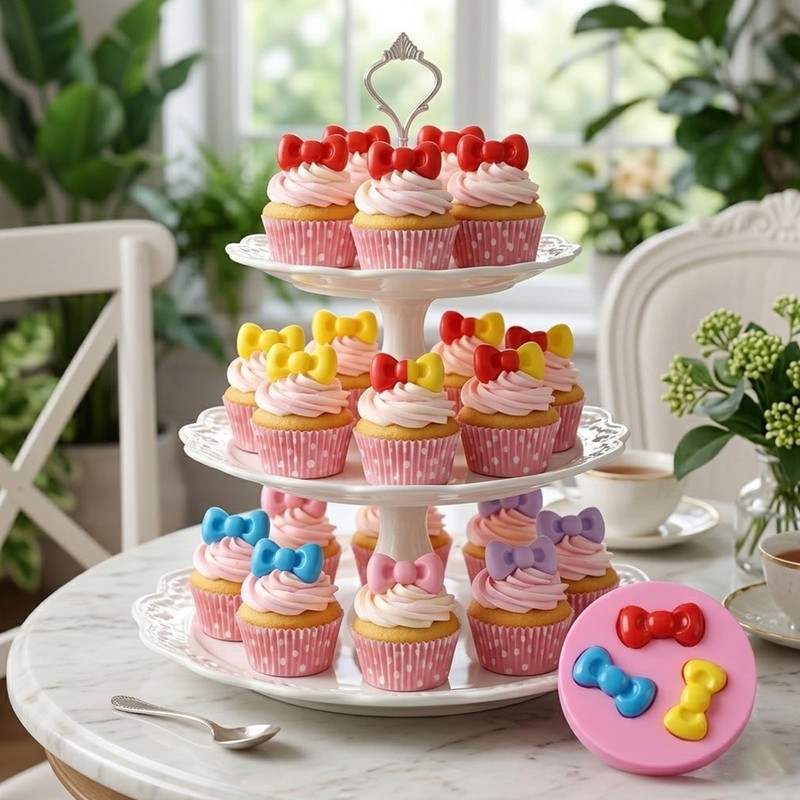 4PCS Pink Bow Mold, Mini Bow Chocolate Molds,Silicone Fondant Mold for Cake M... gallery