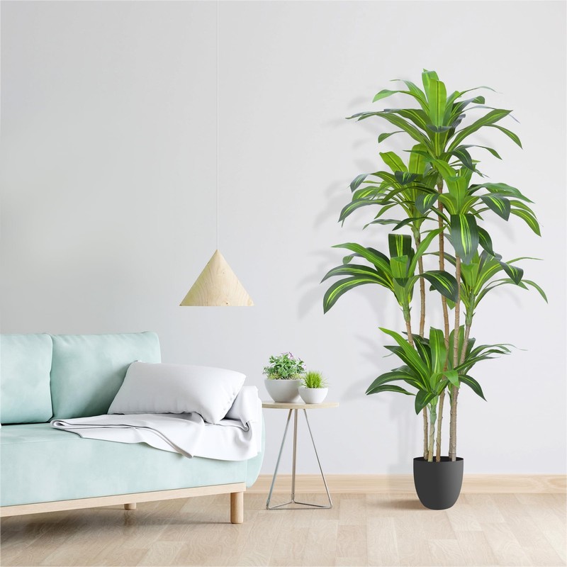 Waoops Artificial Plants 5.3Ft Dracaena Fragrans Faux Trees 7 Heads Fake Tree gallery