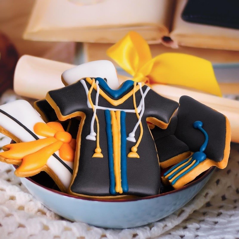 Graduation Cookie Cutters Set Stainless Steel Caps Diplomas Gowns Party Decor US gallery