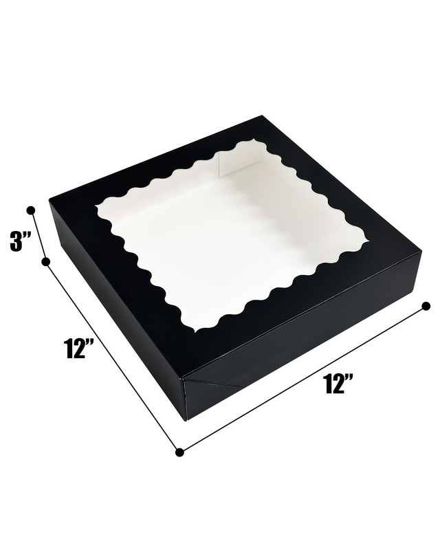 20 PCS 12x12x3 Inch Black Pie Cookie Bakery Boxes Window AutoPop Up Macaroon gallery
