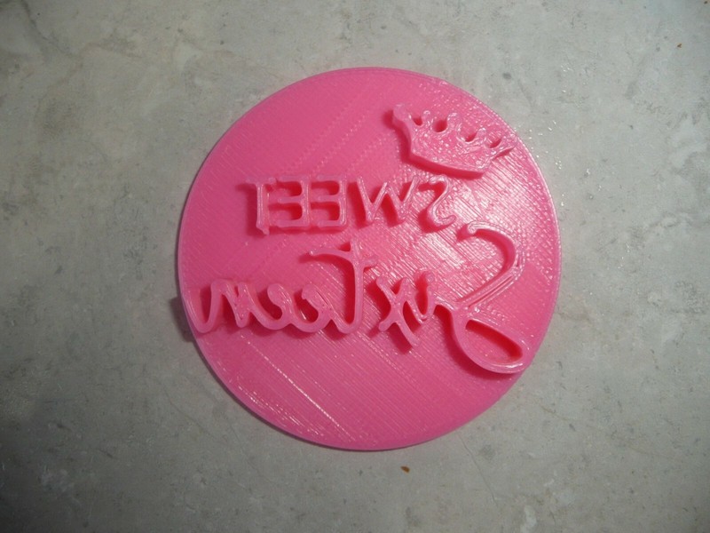 SWEET SIXTEEN WORDS PRINCESS TIARA CROWN SCRIPT FONT COOKIE STAMP USA PR4005 gallery