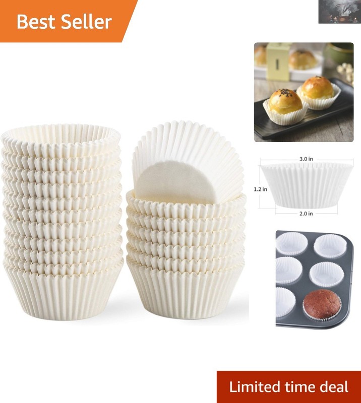 High-Quality White Cupcake Liners 500 Count – Grease-Proof & Easy to Store