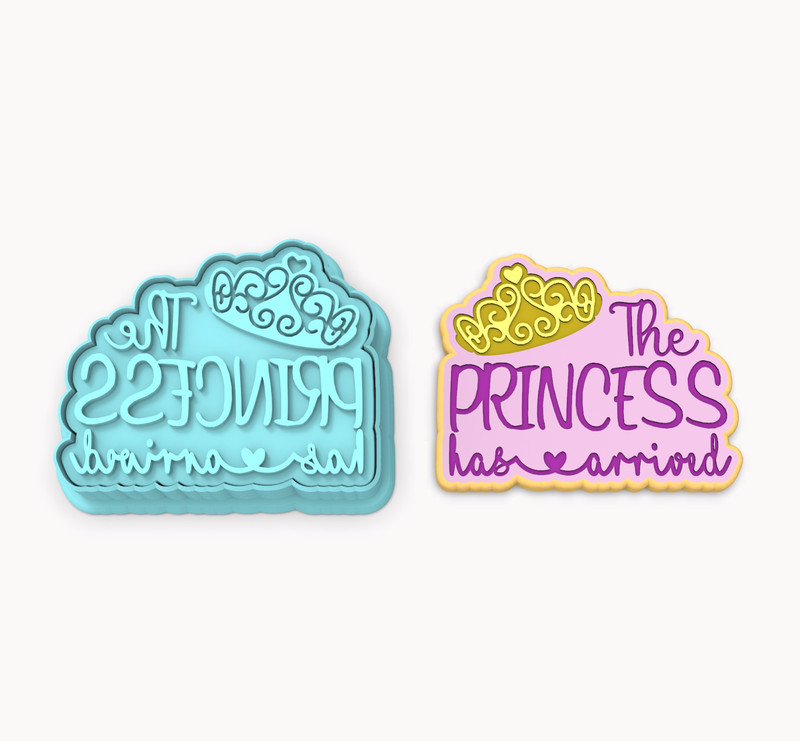 The Princess Has Arrived Cookie Cutter & Stamp | Crown Jewels Castle Girly Girl