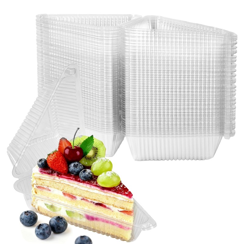 YOIYINI 100Pcs Cake Slice Containers,Pie 5.4×4.2×2.9 inches, clear