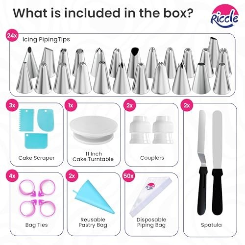 88 Pcs Cake Decorating Set with Turntable, Piping Bags, Tips, Spatulas & Scraper gallery