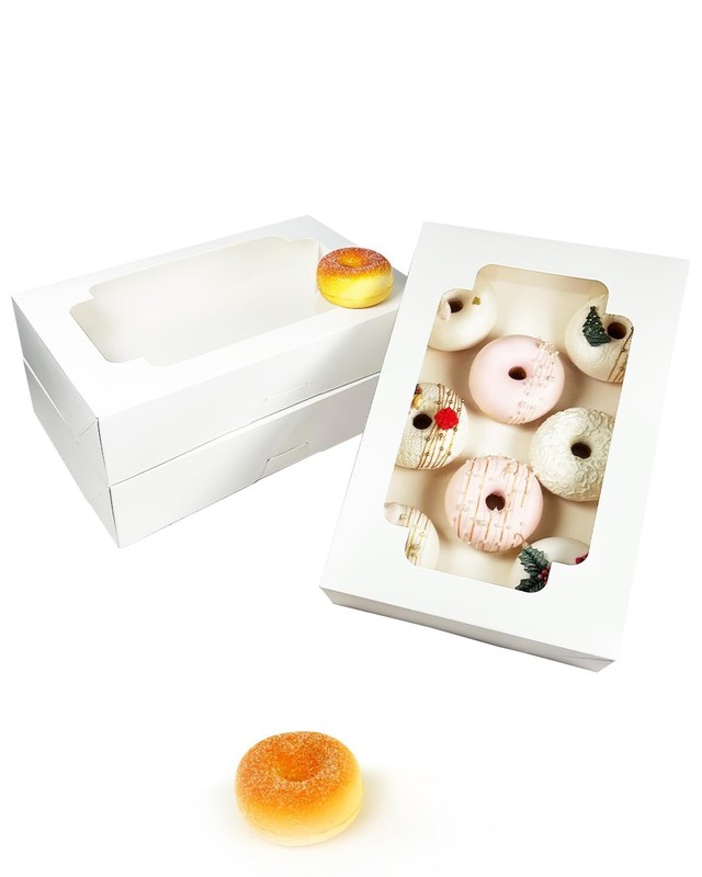 Auto-pop Up White Cookie Box Window 12x8x2.5 Inch 32 Packs Folding Pastry gallery