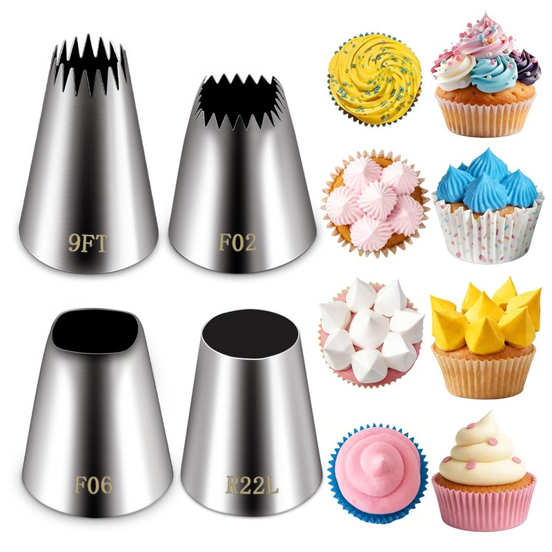 Extra Large Piping Tips Set Star Square Jumbo Pastry Nozzles F02 F06 9FT