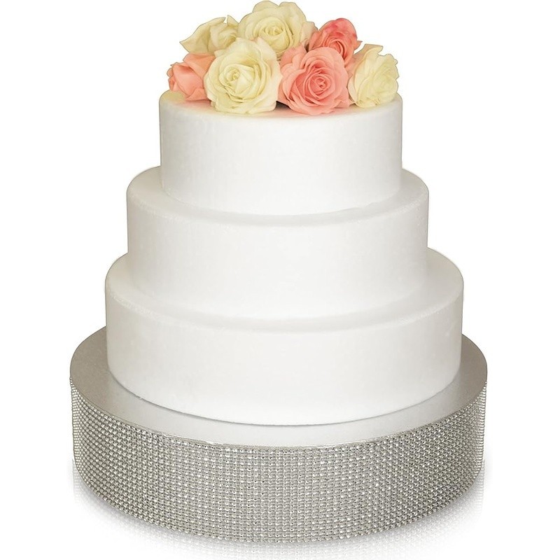 Round Silver Cake Stand Weddings Parties Tiered Displays Heavy Duty Plastic New gallery