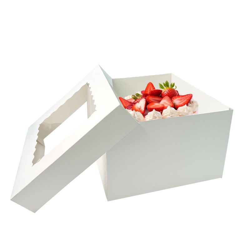 15 Pcs Cake Boxes,12x12x8 Inches White Bakery Boxes with Window,Tall Dessert …