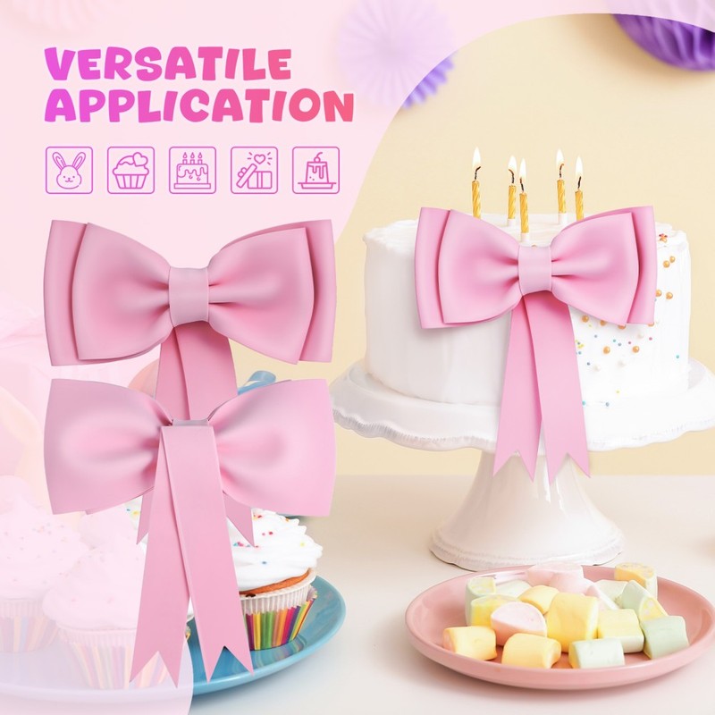 2 Pcs Bow Party Cake Decorations Bows for Themed Cupcake Toppers gallery