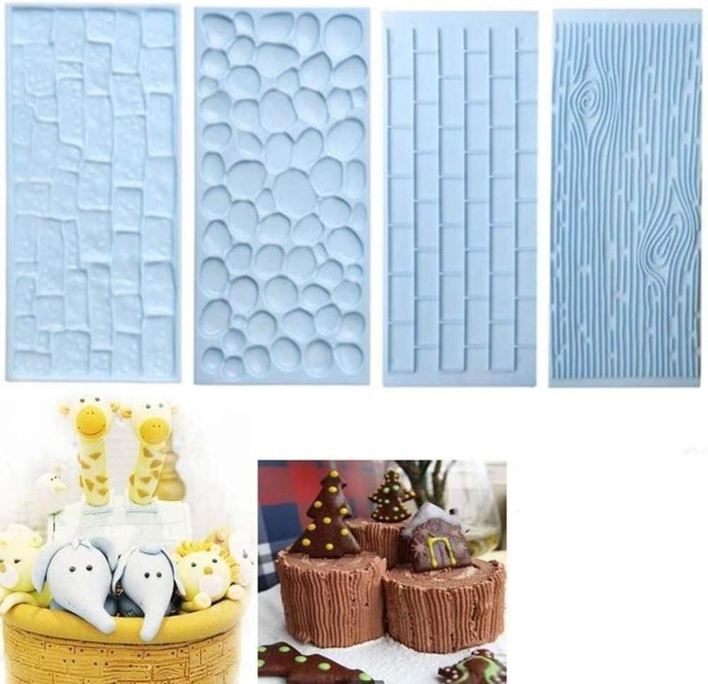 Juego de 6 moldes con textura para fondant, con relieve de corteza de árbol gallery