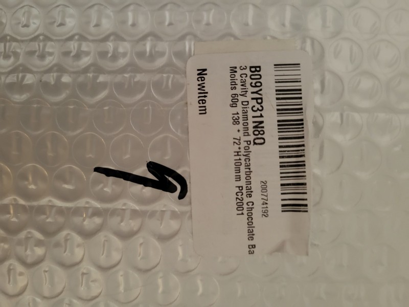 Newlitem Diamond Polycarbonate Chocolate Bar Mold, 3 Cavity Clear 60g 13.8cm gallery