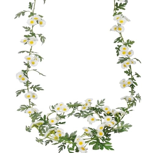 2 Pcs Wildflower Garland Spring Flowers Garland 12 FT Artificial Daisy White
