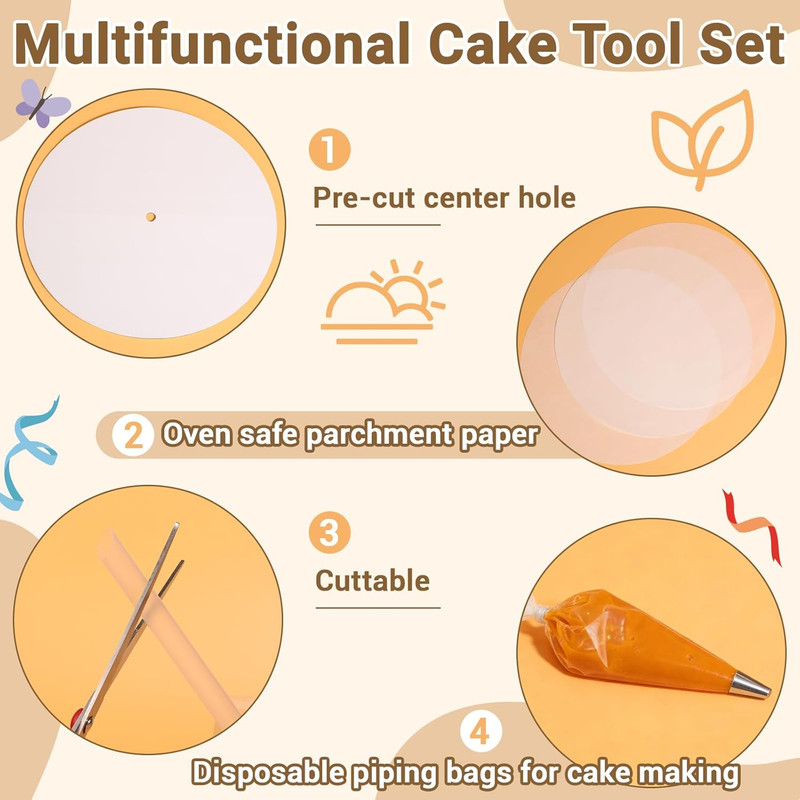 Cake Tier Stacking Kit for 4-Layer Cake, White Cake Boards 10’’-8’’-6’’-4’’ with gallery