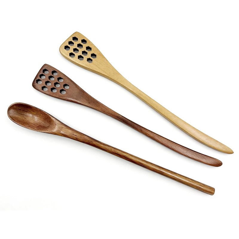 3Pcs 7 Inch Wooden Honey Dipper Sticks Honey Spoon, Long Handle Syrup Dipper …
