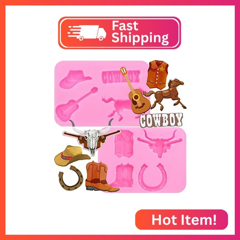 Hoolerry Set of 8 Bull Head Silicone Molds Feather Arrow Boot Horseshoe Hoof Fon