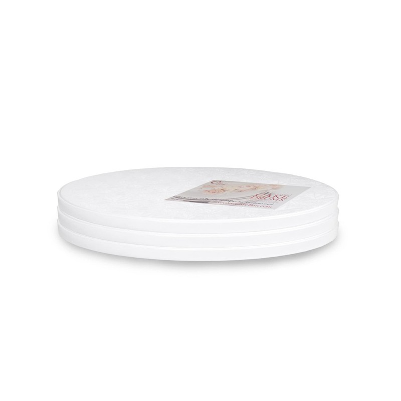 3 Pack Cake Boards Plastic 10 Inch White Drums Professional Round Support