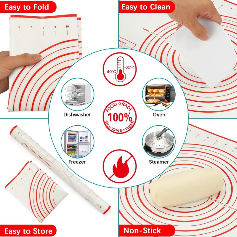 Rolling Pin, Rolling Pins Thickness Rings and Silicone Baking Pastry Mat Set,... gallery