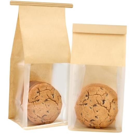 Small Bakery Bags with Windows PCS - 3.9x3.5x9.5 Inch - Tin Tie Tab 50 gallery