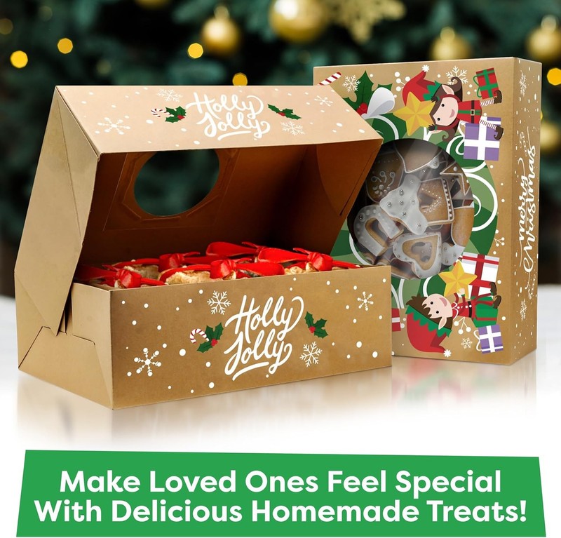Christmas Cookie Boxes for Gift Giving - 12 Kraft Christmas Cookie Tins gallery