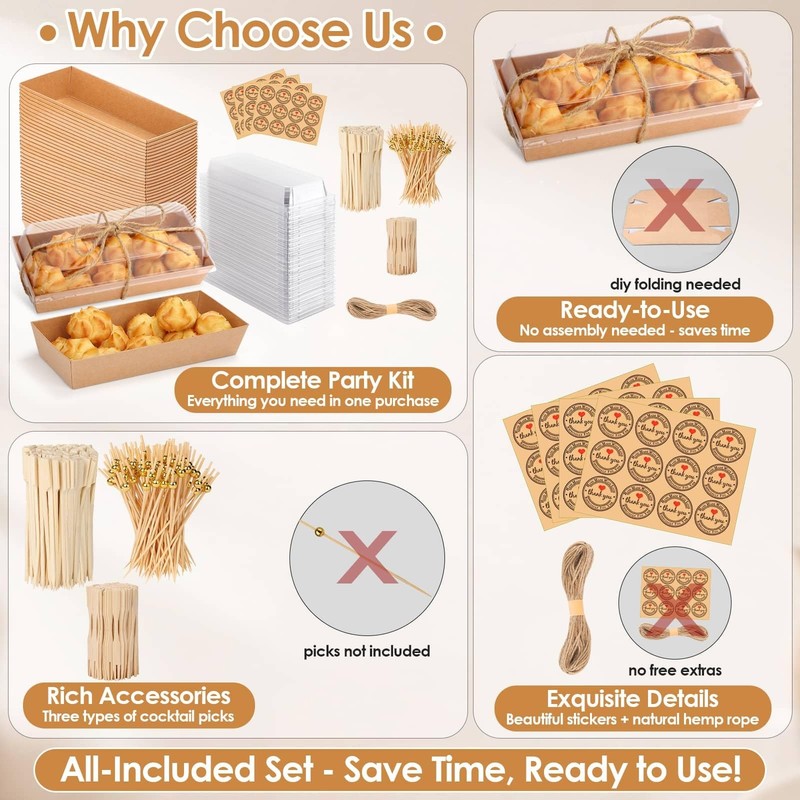 40 Pack Charcuterie Boxes with Clear Lids, 150 Pcs Cocktail Picks, Small Char... gallery