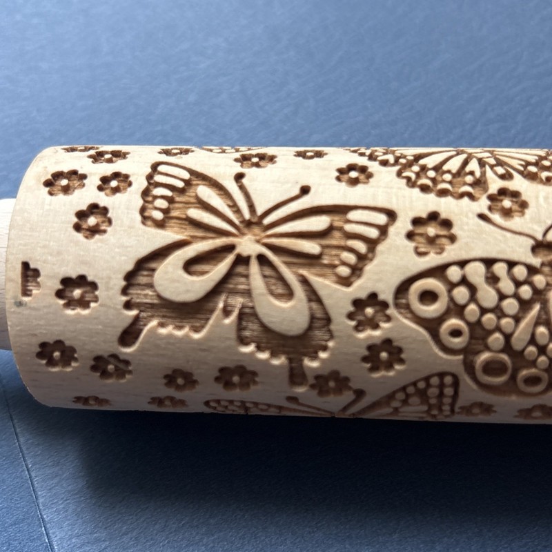 Embossed Rolling Pin In EUC Butterflies And Flowers￼ gallery