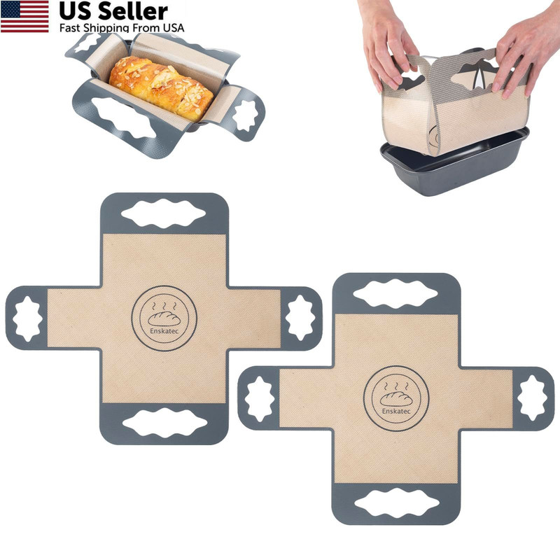 2 Pcs Silicone Bread Loaf Pan Liners, Reusable For 9*5″ Pan, Gray