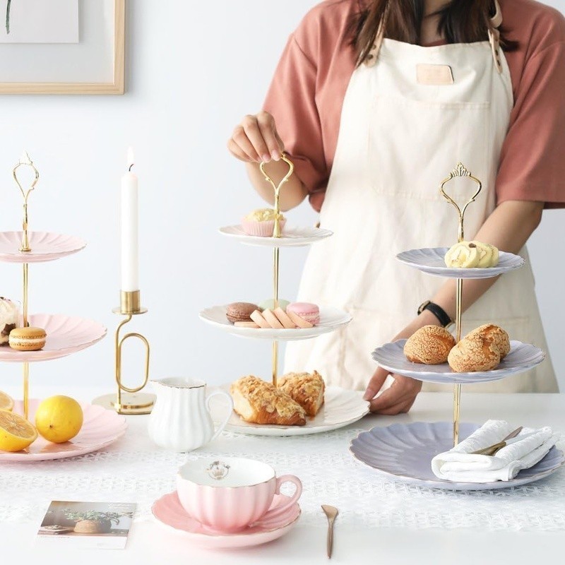 3 Tier Pumpkin Shaped Serving Stand Ceramic Dessert Display Rack For Tea Party gallery