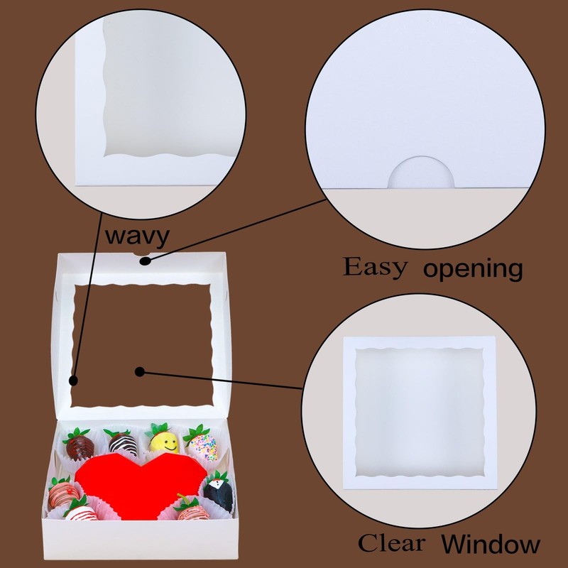14pcs 9x9x2.5 Inches Bakery Boxes with Window for Pie, Breakable Heart, Choco... gallery