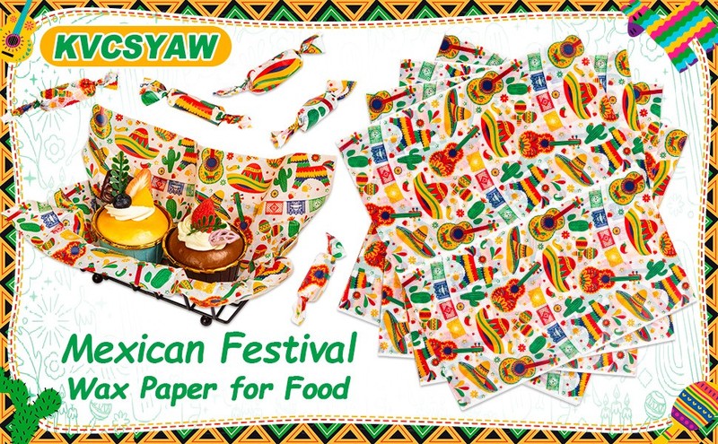 200 Pcs Fiesta Wax Paper for Food, Cinco De Mayo Wax Paper Sheets Deli gallery