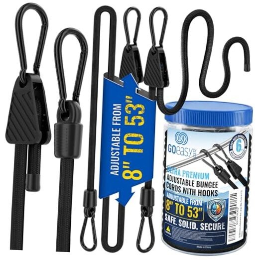 Adjustable Bungee Cords with Hooks – Weather Resistant Heavy Duty Bungee