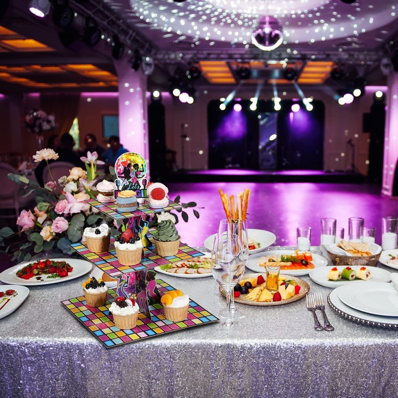 70's Disco Party Decorations Retro Disco Cupcake Stand 11.8 In H X 9.8 In W X 7. gallery