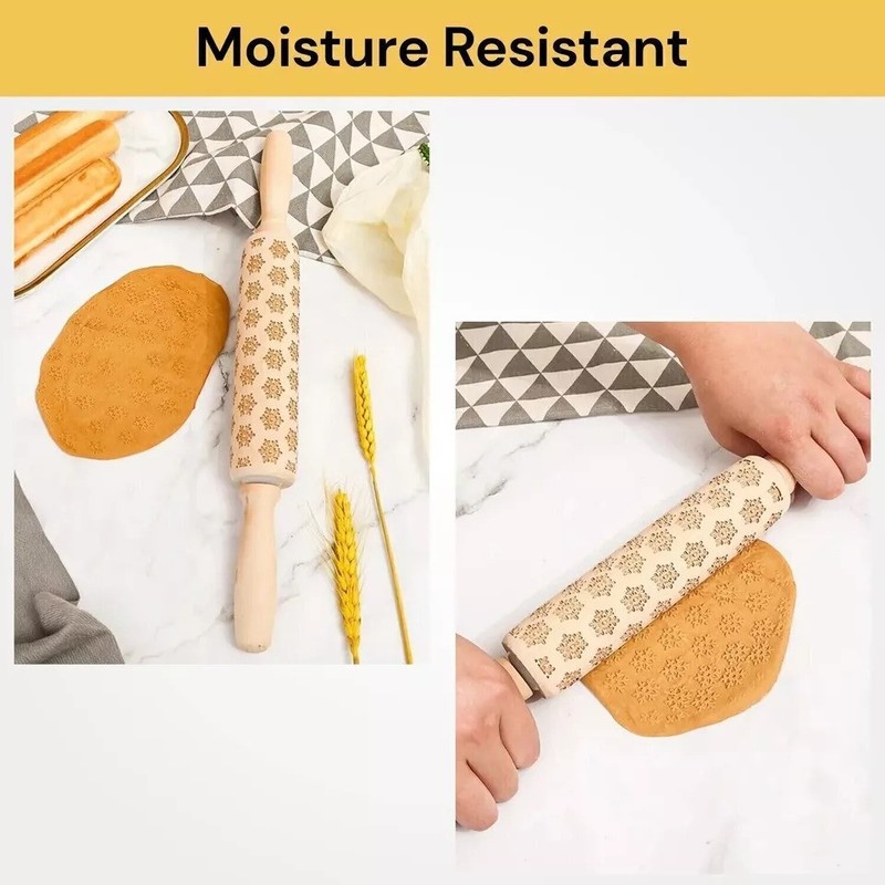 Christmas 4D Rolling Pin Snowflake, Lotus Wood