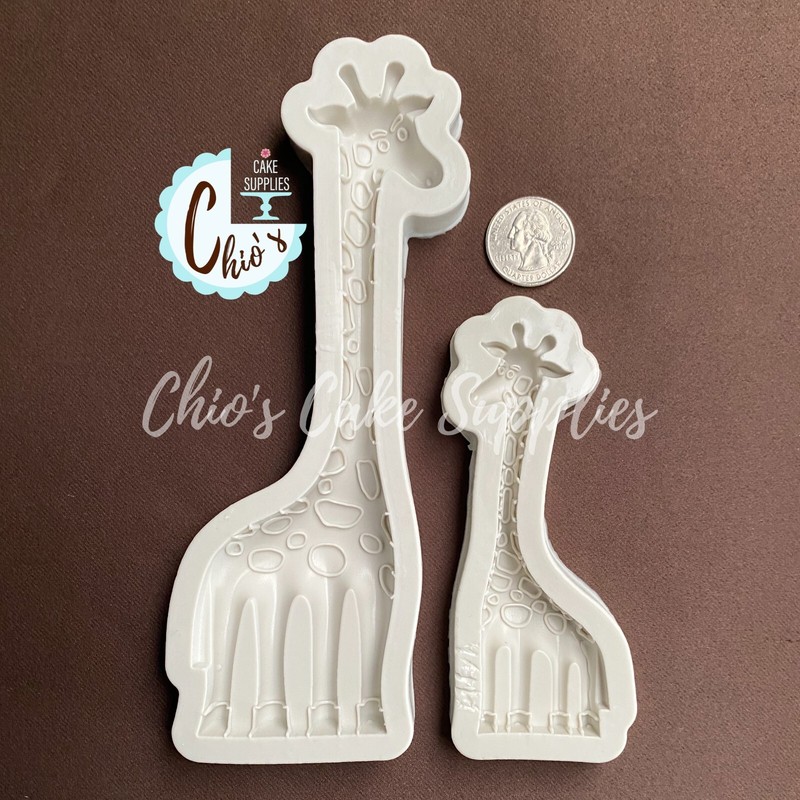 Giraffe Mom and Baby Cake Topper Silicone Mold 2 pcs. Big & Small Giraffe Animal gallery